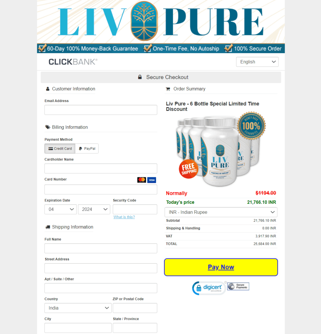 LivPure Secure Order Form